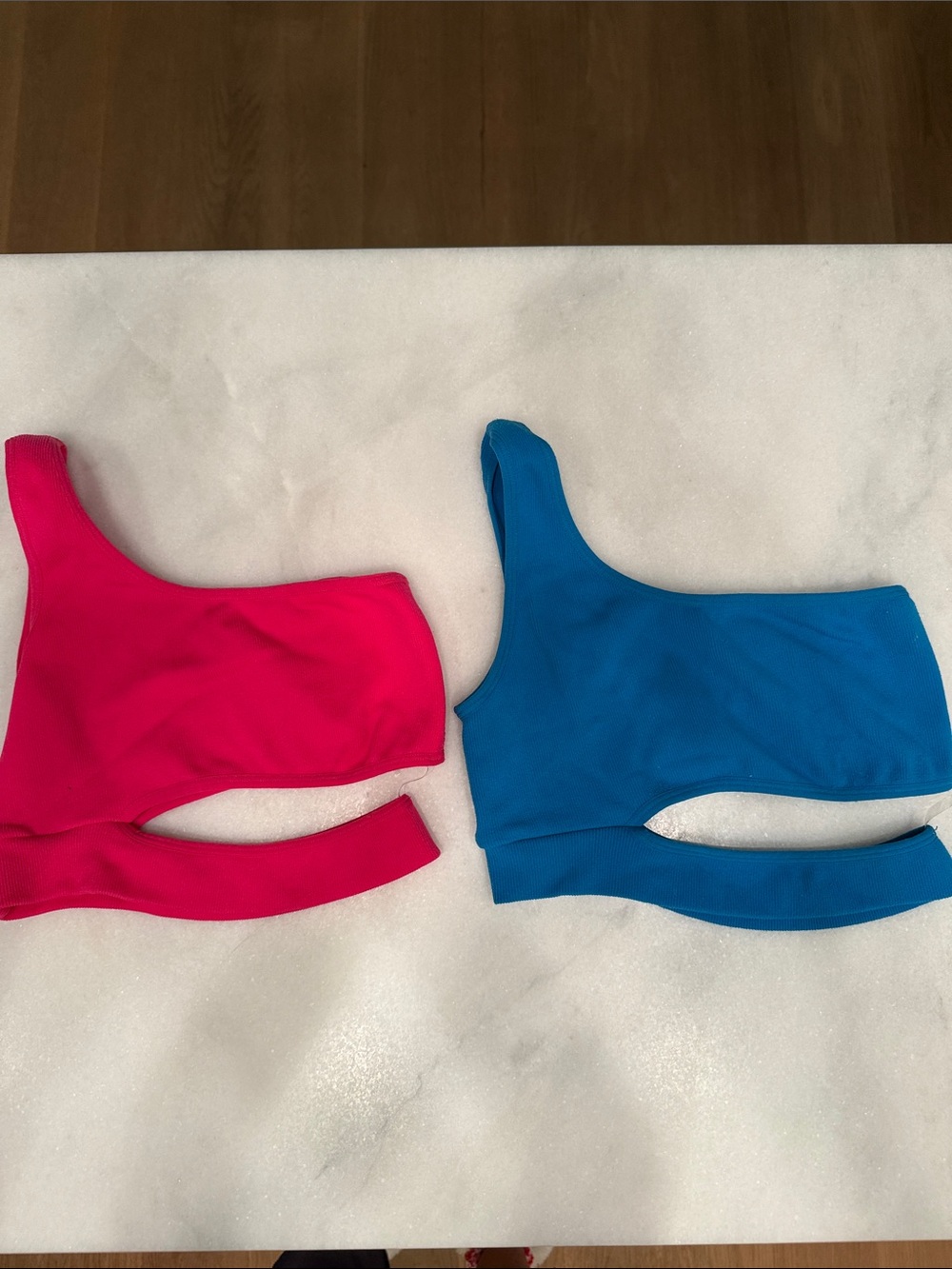 Garage One-Shoulder Top - Hot Pink and Blue